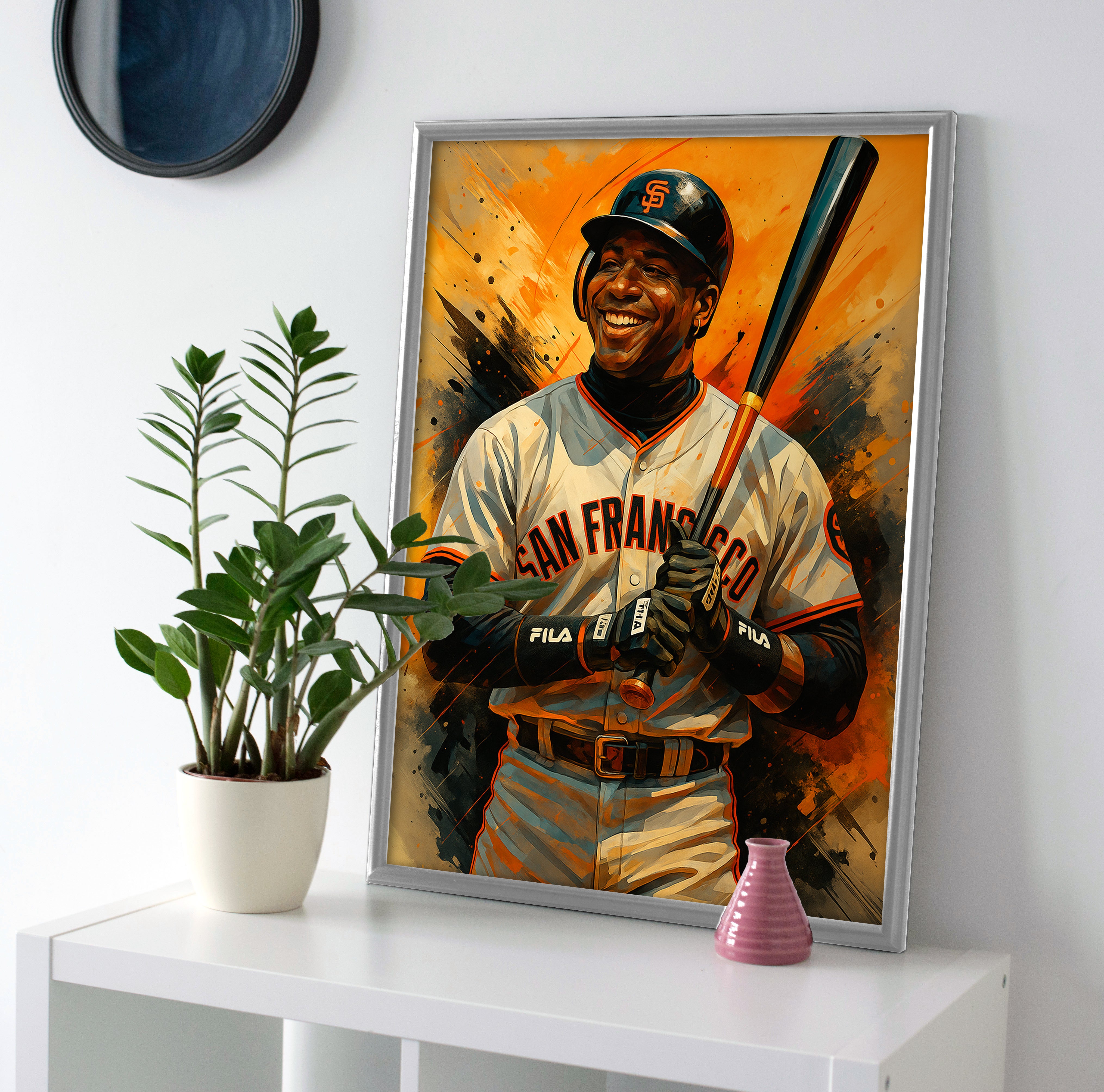 barry bonds painting poster canvas painting wall art artwork giants decor